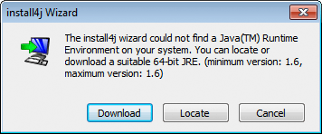 But in fact the installer was right, I didn't have a 64-bit JRE but only a 32-bit JRE! Therefore I click on Download to get a 64-bit JRE.